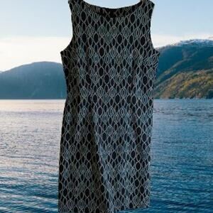 Ab Studio 10 sleeveless black green blue polyester blend stretch sheath dress